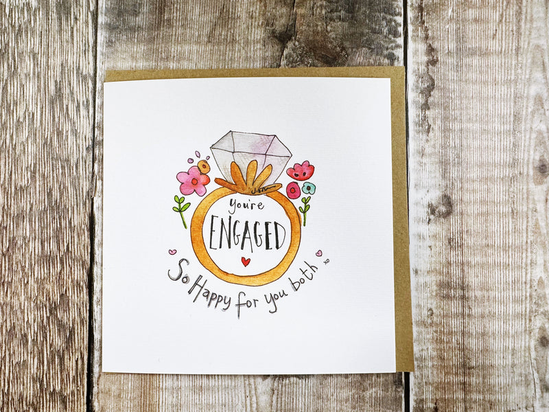 Floral Engagement Ring Card - Personalised