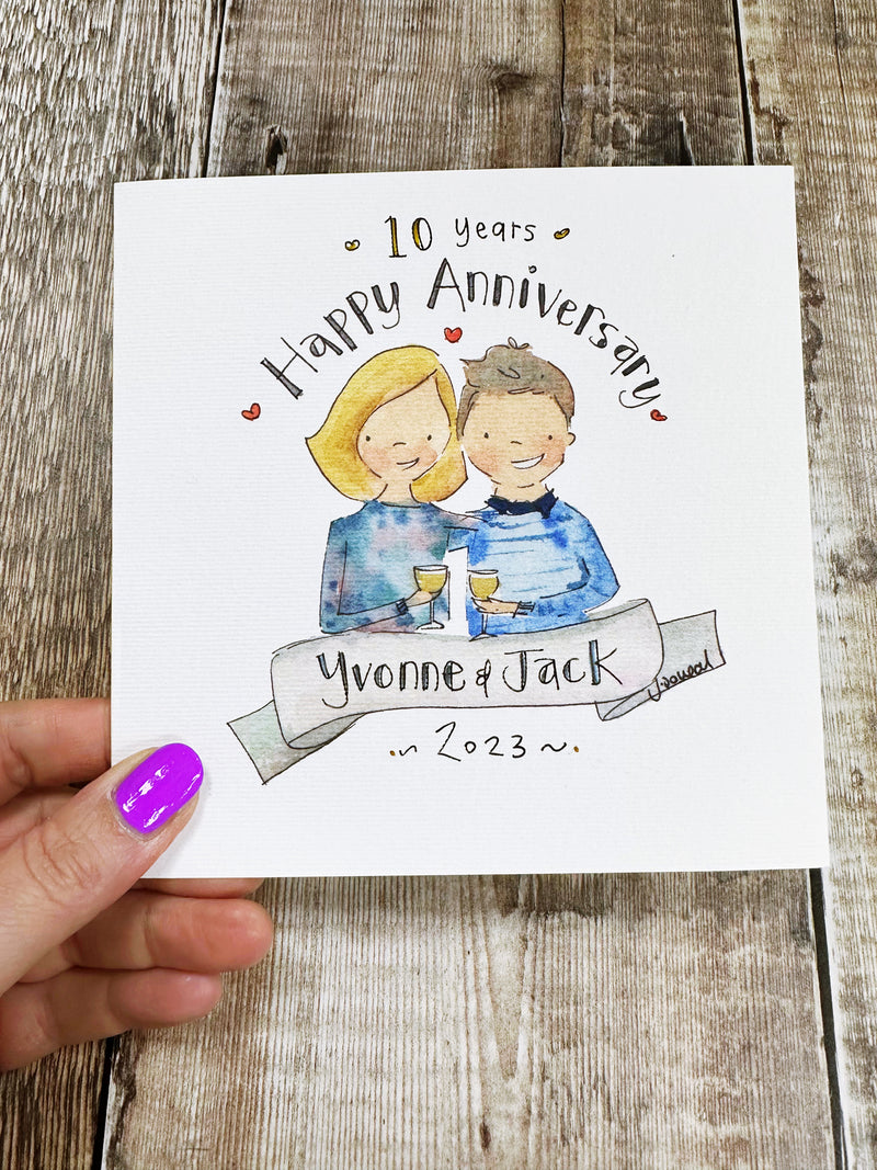 Little Couple Anniversary Card - Personalised