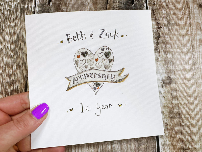 Anniversary Heart Card - Personalised