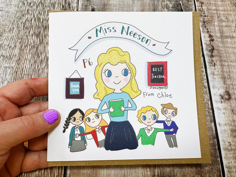 Cartoon Female Teacher Card - Personalised