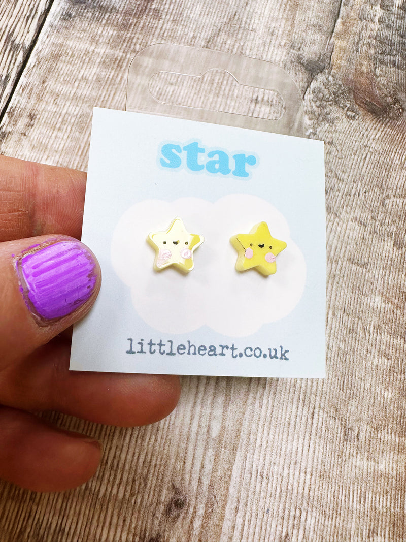 Mini Yellow Star Stud Earrings Hypoallergenic