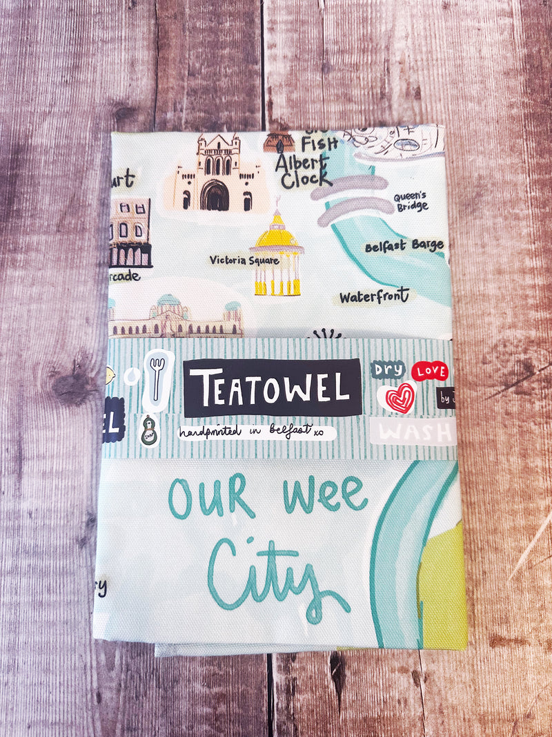 Belfast Cute Map Tea Towel