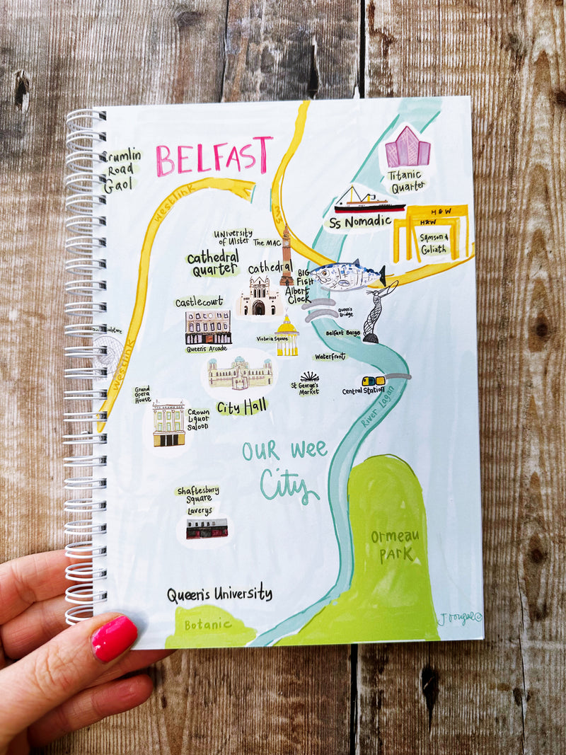 A5 Ring bound Belfast Map Notebook or Planner