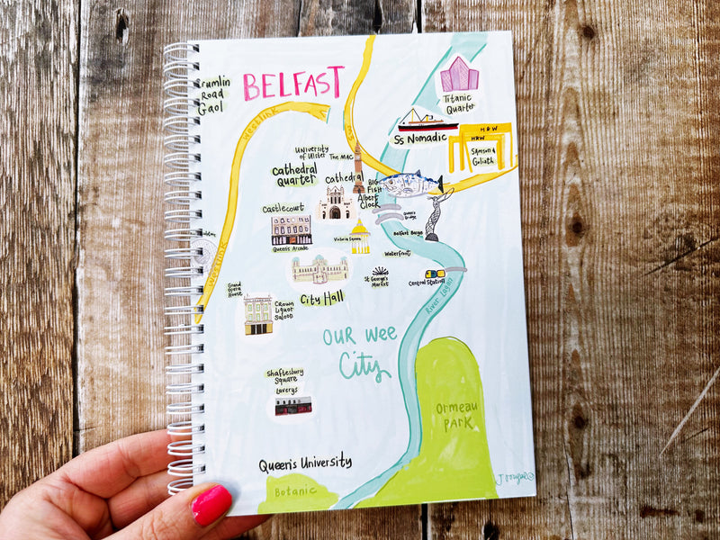 A5 Ring bound Belfast Map Notebook or Planner