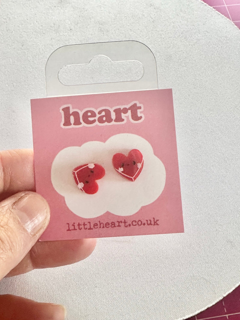 Red Heart Mini Stud Earrings Hypoallergenic