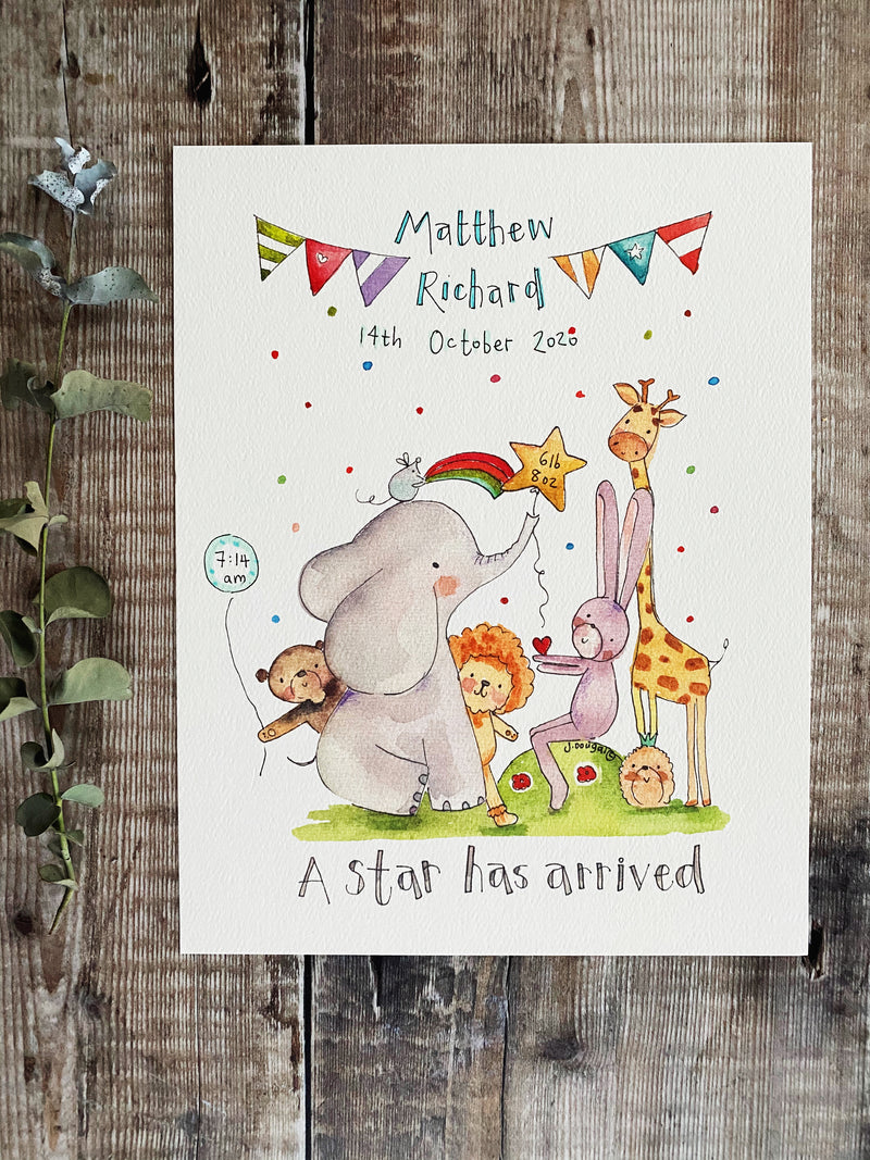 “A Star has arrived" Personalised Print