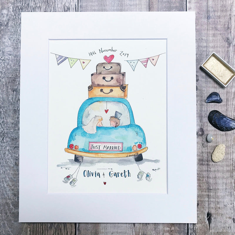"The Wedding Car" Personalised Print