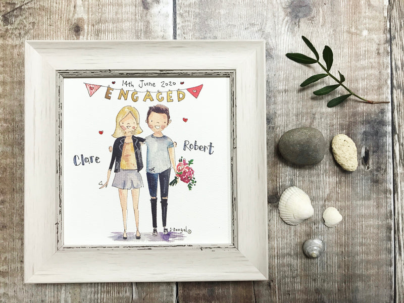 Little Framed Print Engaged Balloons can be personalised