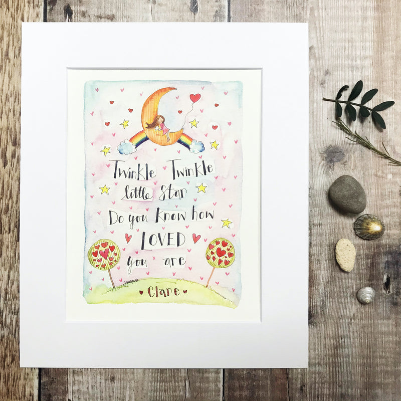 "Twinkle Twinkle Little Star" Personalised print.