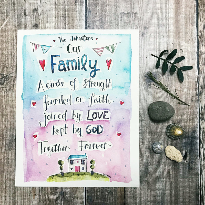 "Our Family Surrounded by Love" Personalised Print