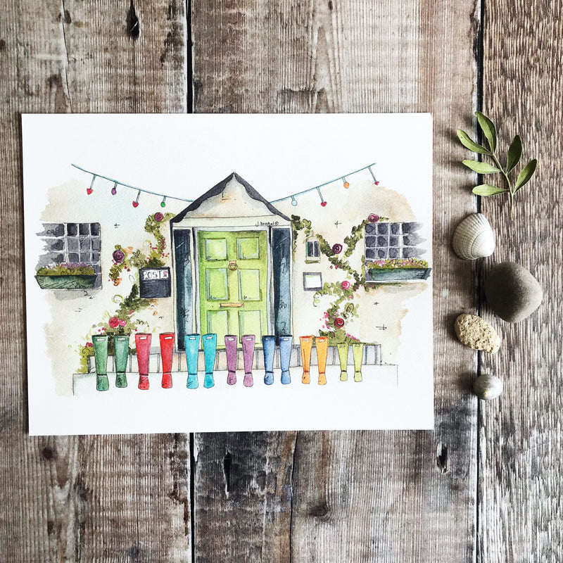 "Green Door Wellies" Personalised Print