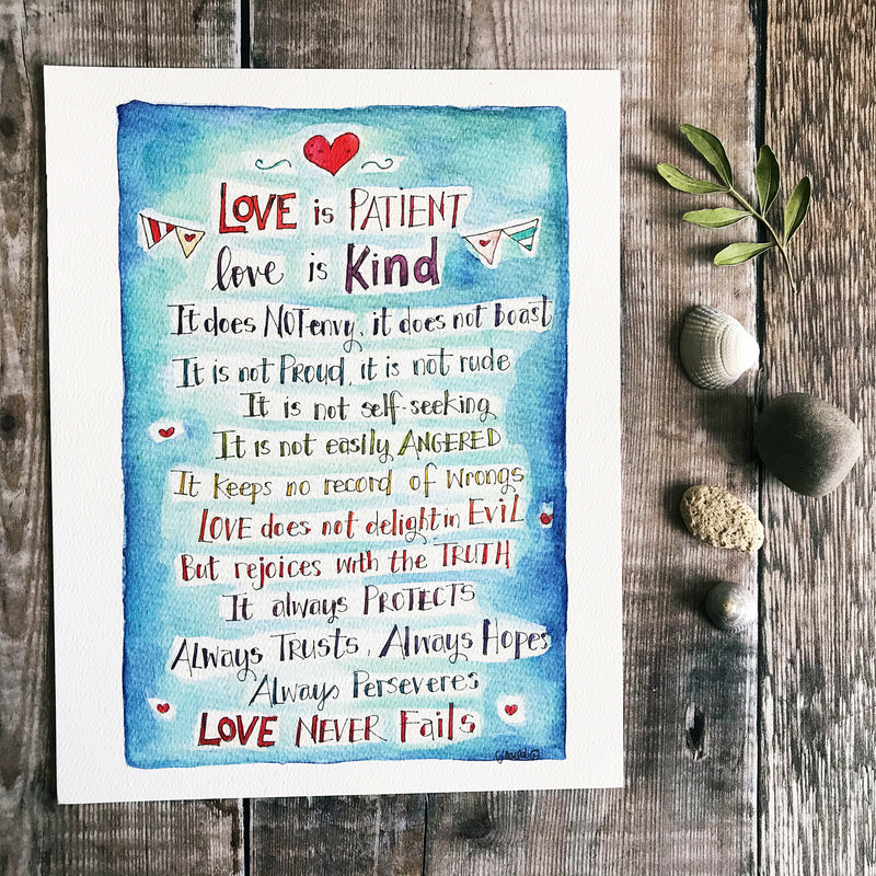 "Love is Patient" personalised print