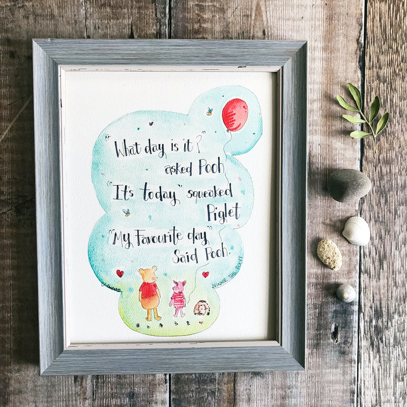 "Winnie the Pooh, What Day is it" Personalised Print