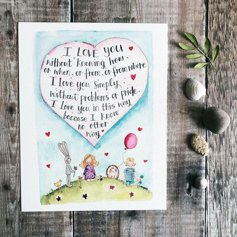 "I Love You" Personalised print.