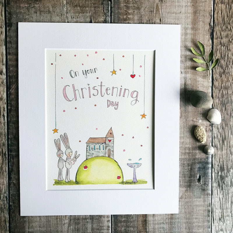 "Christening Girl" Personalised Print