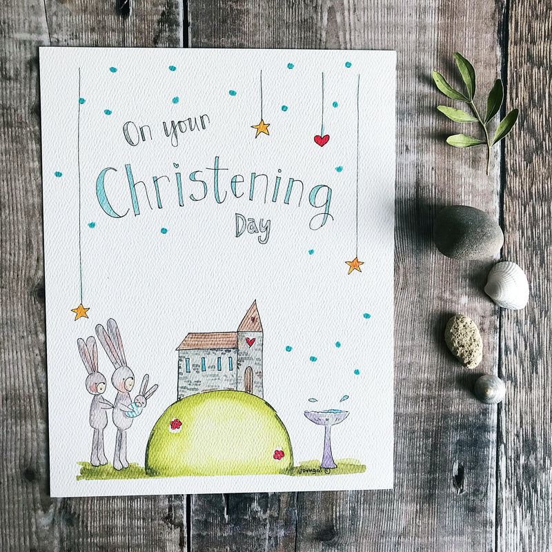 "Christening Boy" Personalised Print