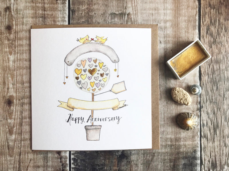 Gold Anniversary Tree Card - Personalised