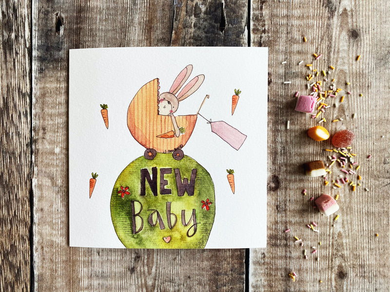 New Baby Bunny Card- Personalised