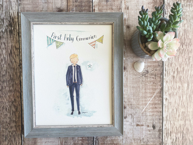 Medium Framed Picture "First Holy Communion" Boy