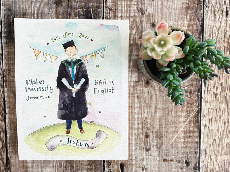 NEW "Boy Graduate" Print with background