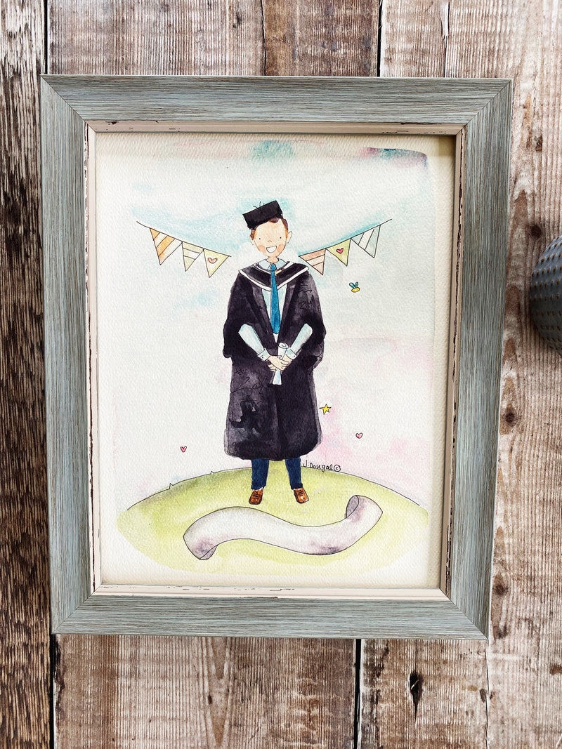 NEW "Boy Graduate" Print with background