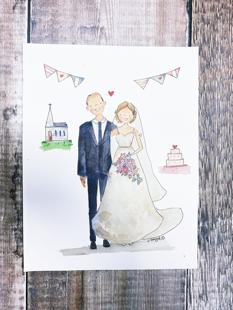 Medium Framed Picture Bride and Groom NEW, Church and Venue