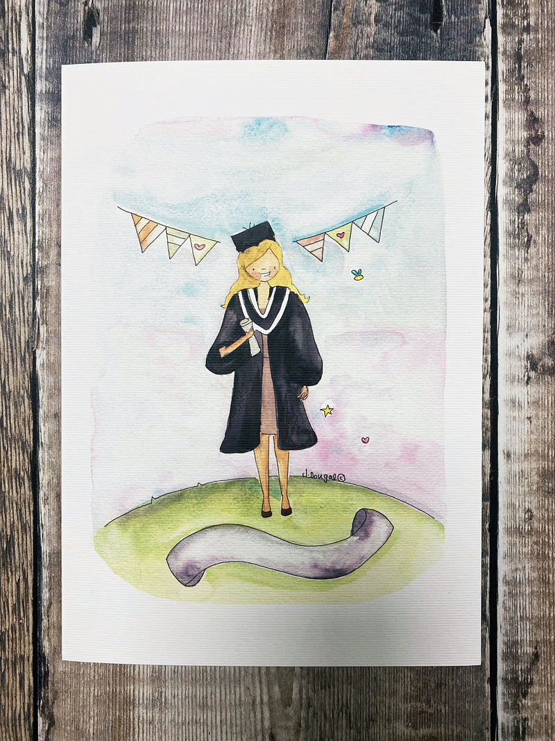 A5 Girl Graduation (any university) Card - Personalised
