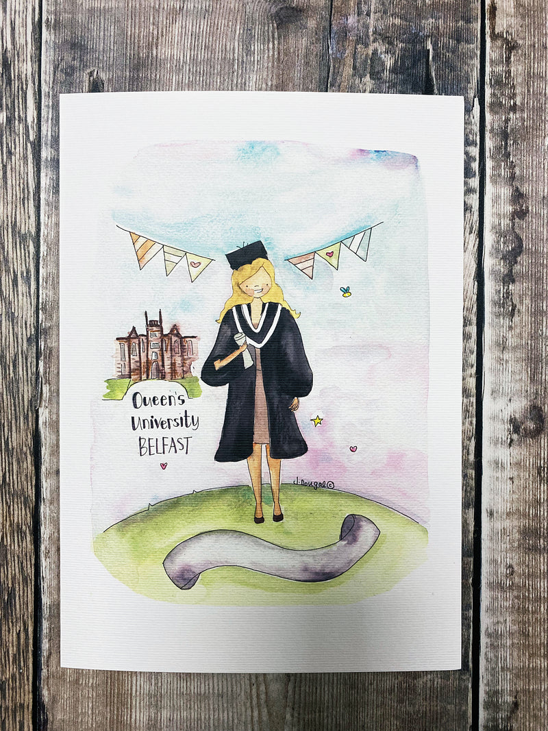 A5 Girl Graduation (any university) Card - Personalised