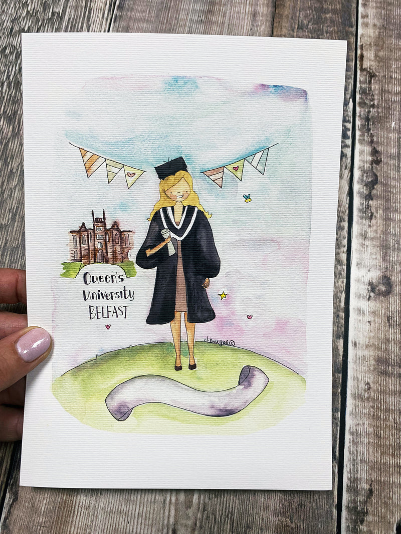 A5 Girl Graduation (any university) Card - Personalised