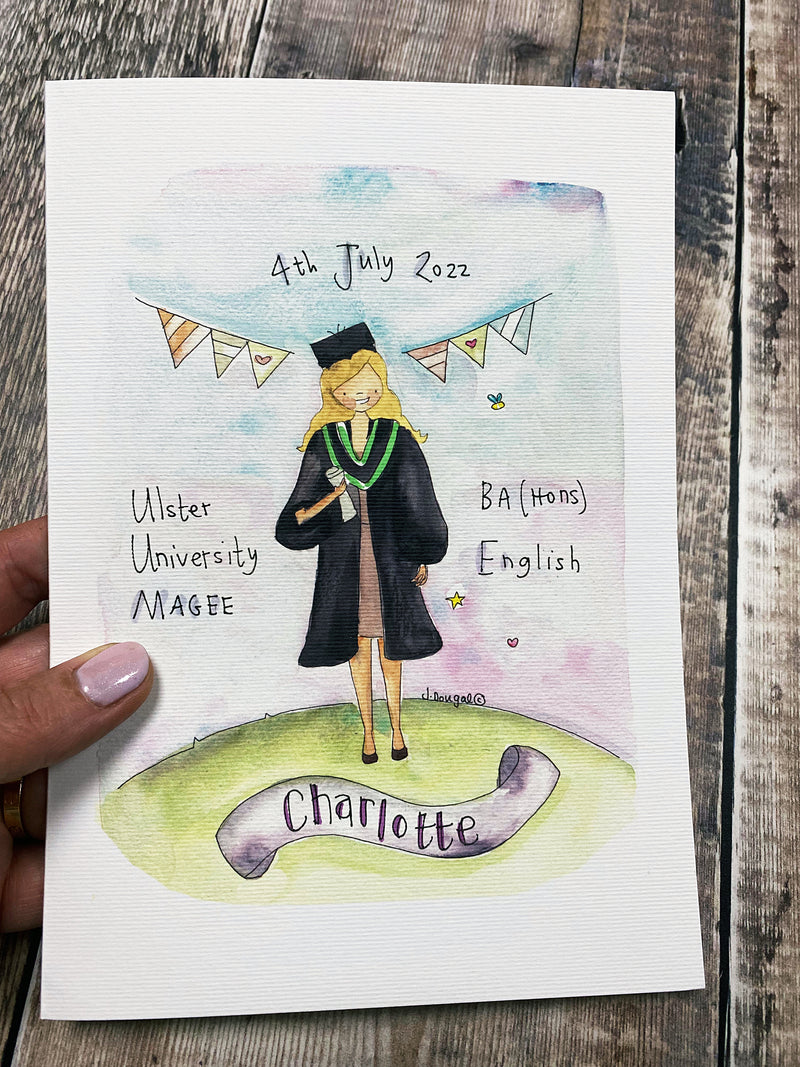 A5 Girl Graduation (any university) Card - Personalised
