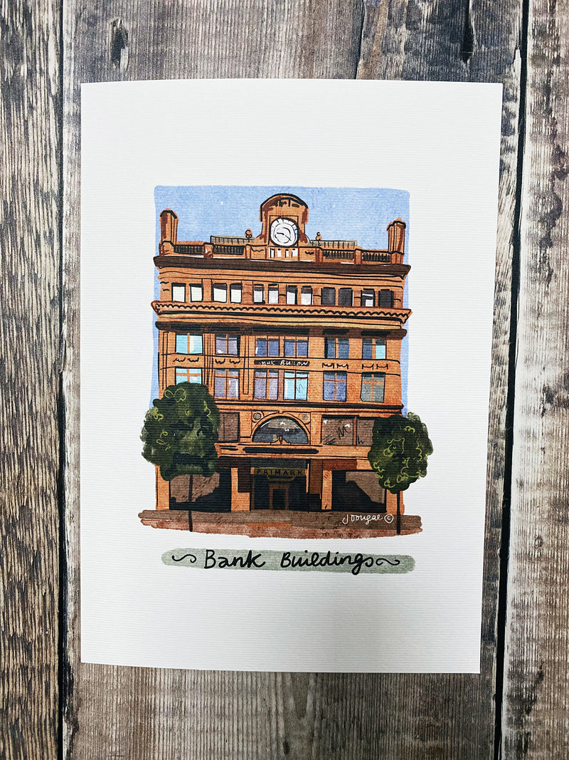 A5 Bank Buildings Greeting Card
