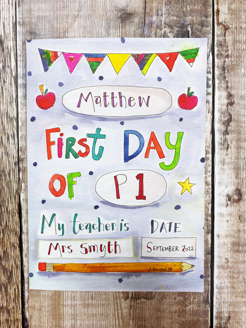 A5 Primary School First day of Card - Personalised