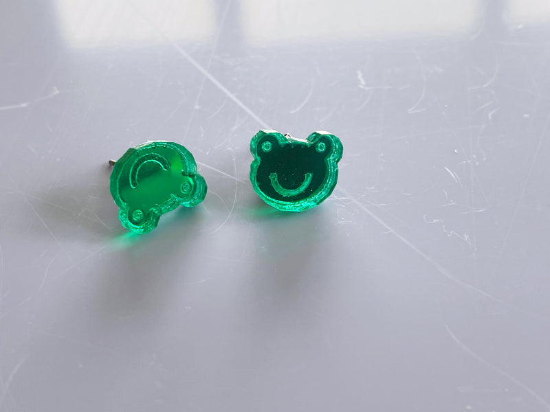 Little Frog Acrylic Green Earrings Hypoallergenic