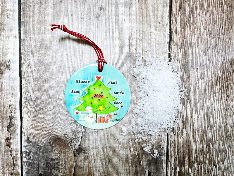 Around The Family Tree Christmas Ceramic Bauble