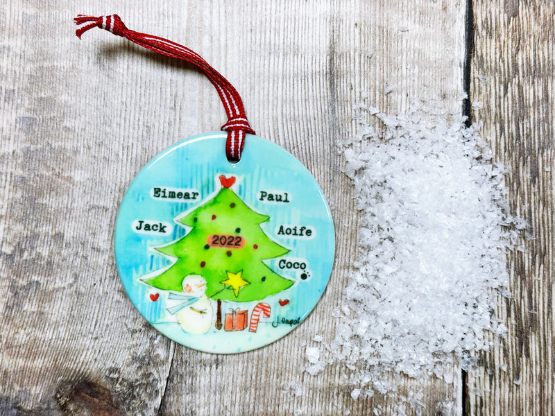 Around The Family Tree Christmas Ceramic Bauble