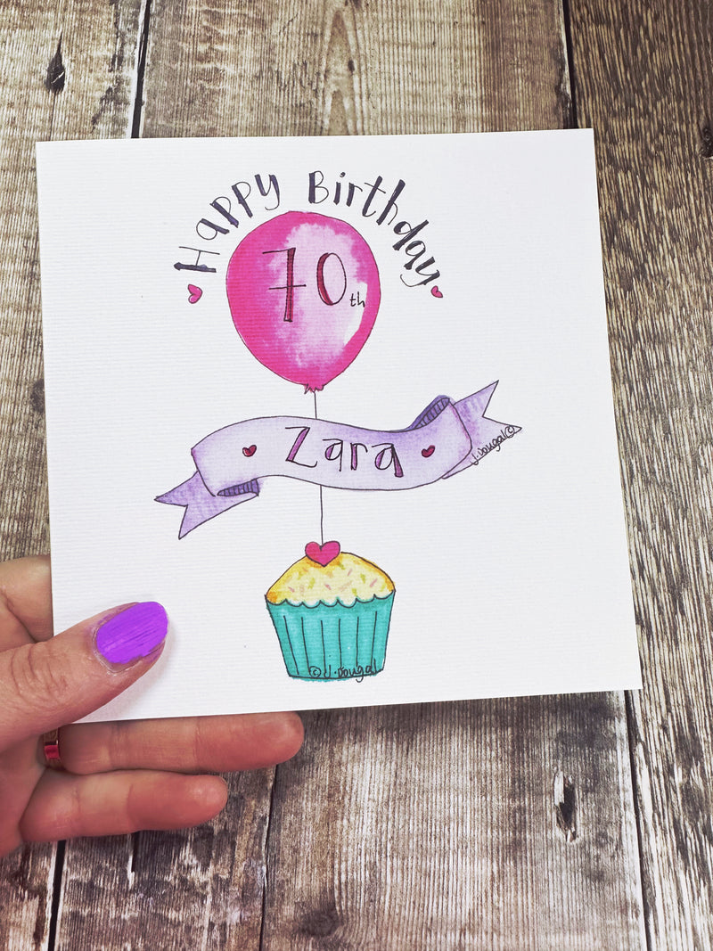 Pink Balloon Card - Personalised