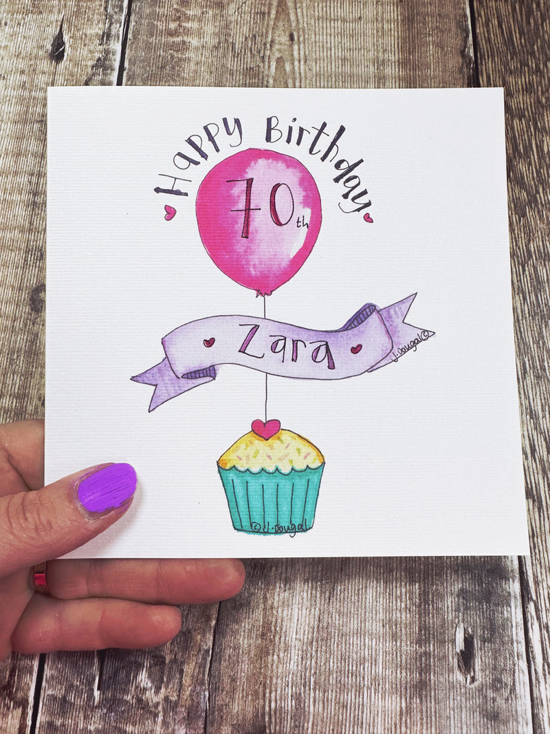 Pink Balloon Card - Personalised