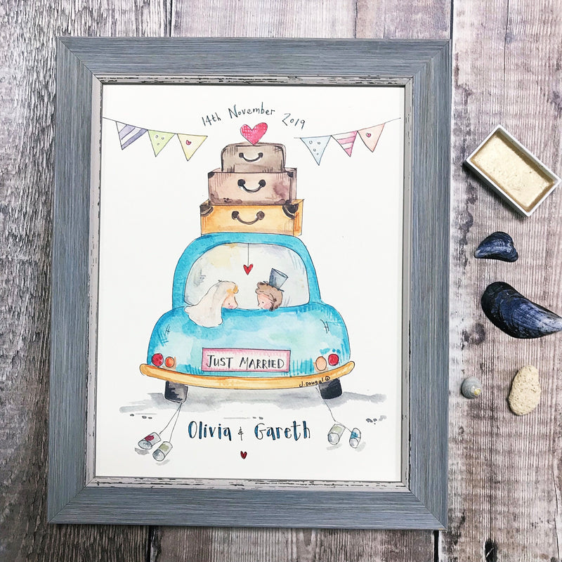 "The Wedding Car" Personalised Print