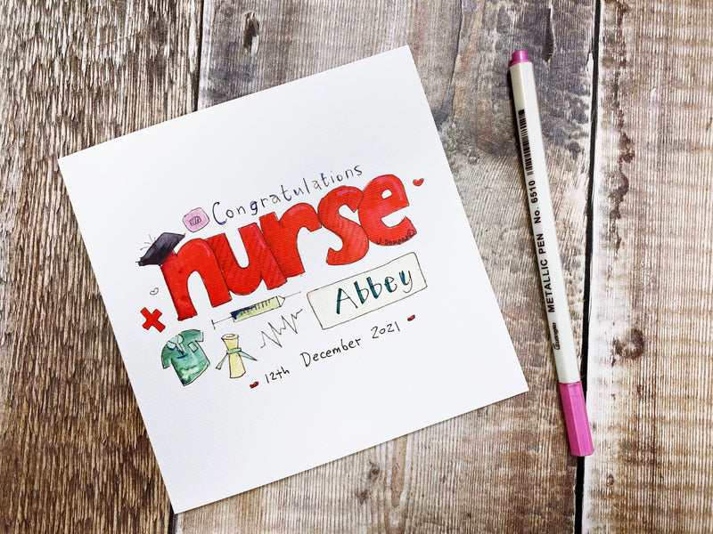 Nurse text Graduation Card - Personalised