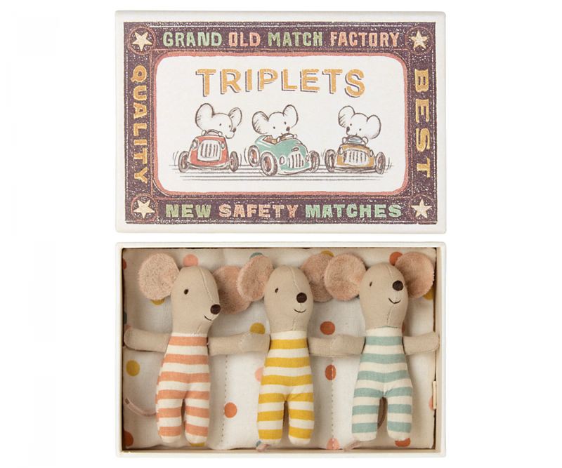 Maileg Triplets, Baby mice in matchbox
