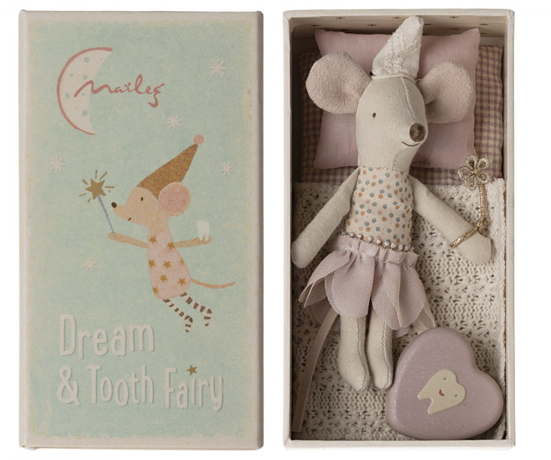 Maileg Tooth Fairy Mouse, little sister in matchbox