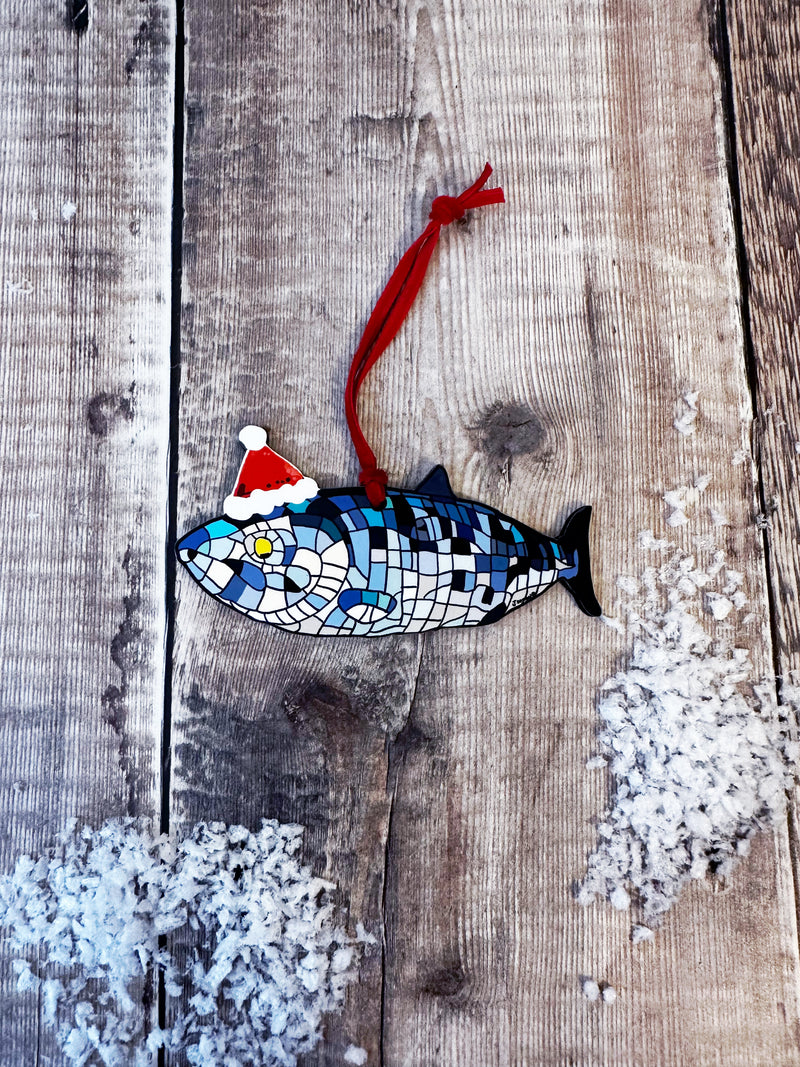 Belfast Blue Fish cut out Christmas Decoration