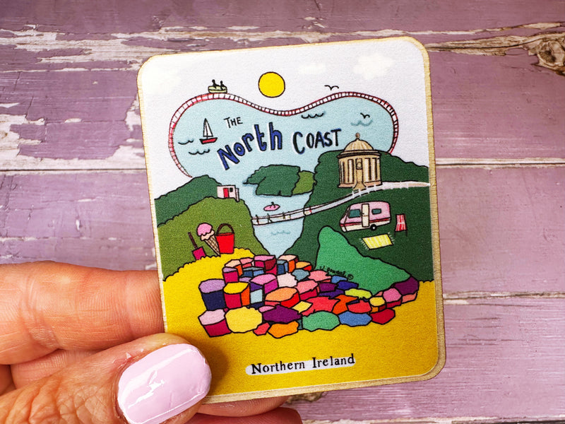 North Coast Ireland Travel Cute Little City Wooden Magnet