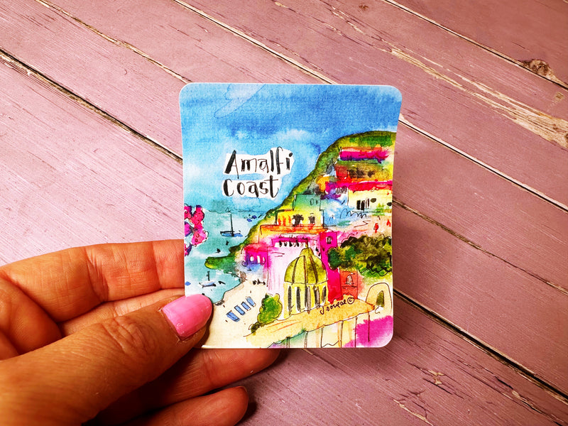 Amalfi Coast Cute Little City Permanent Splashproof Sticker