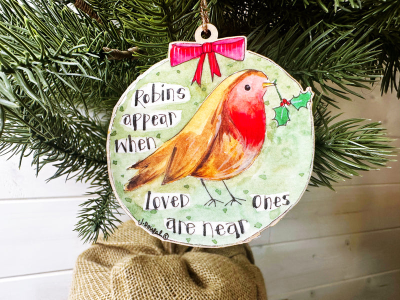 Wooden Hanging Robins Appear Little Christmas Decoration