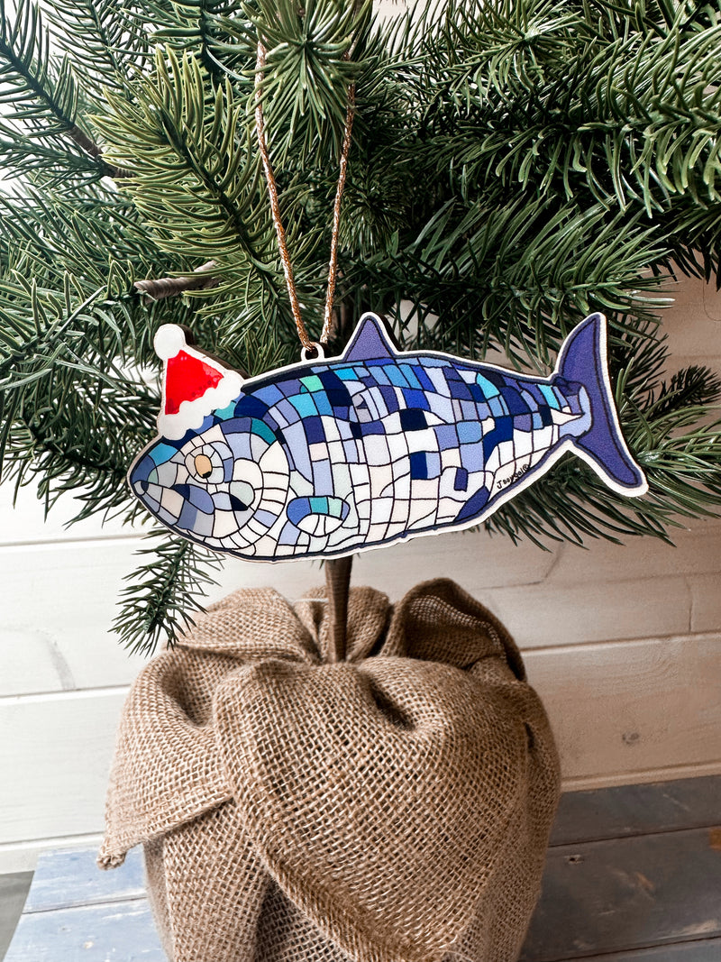 Belfast Blue Fish cut out Christmas Decoration