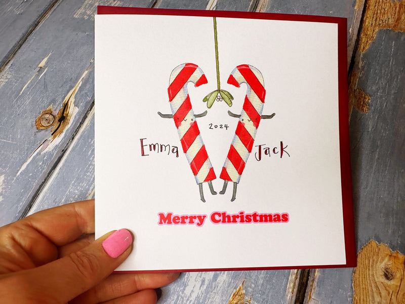 "2 Little Candy Canes" Christmas Card - Personalised