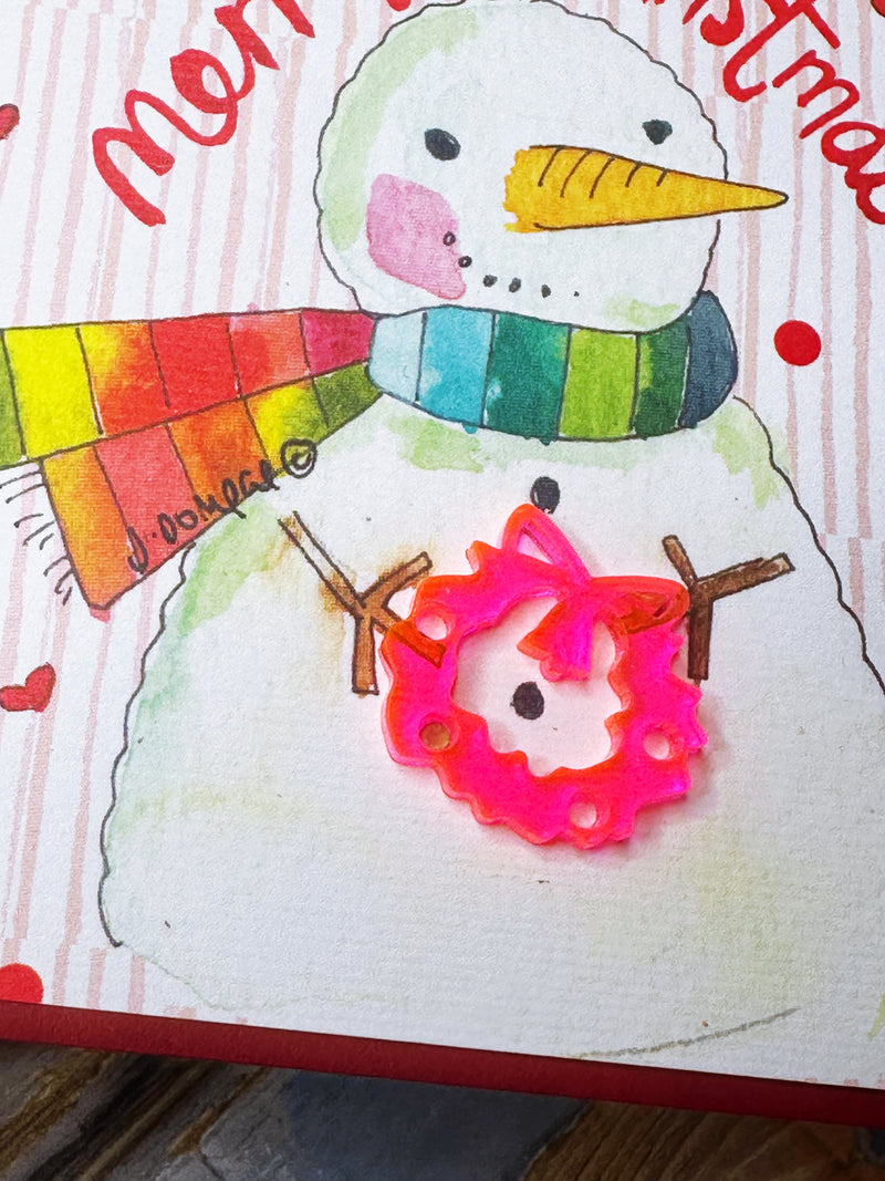 Stripey Snowman Christmas Card - Personalised