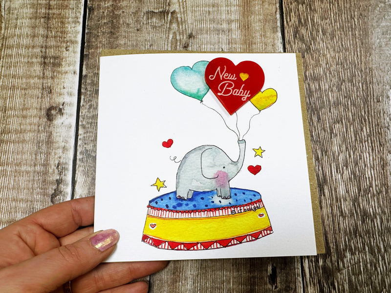 New Baby Elephant Laser cut embellishment Card