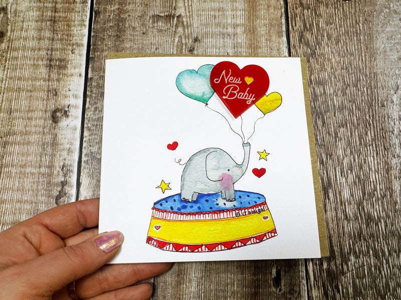 New Baby Elephant Laser cut embellishment Card